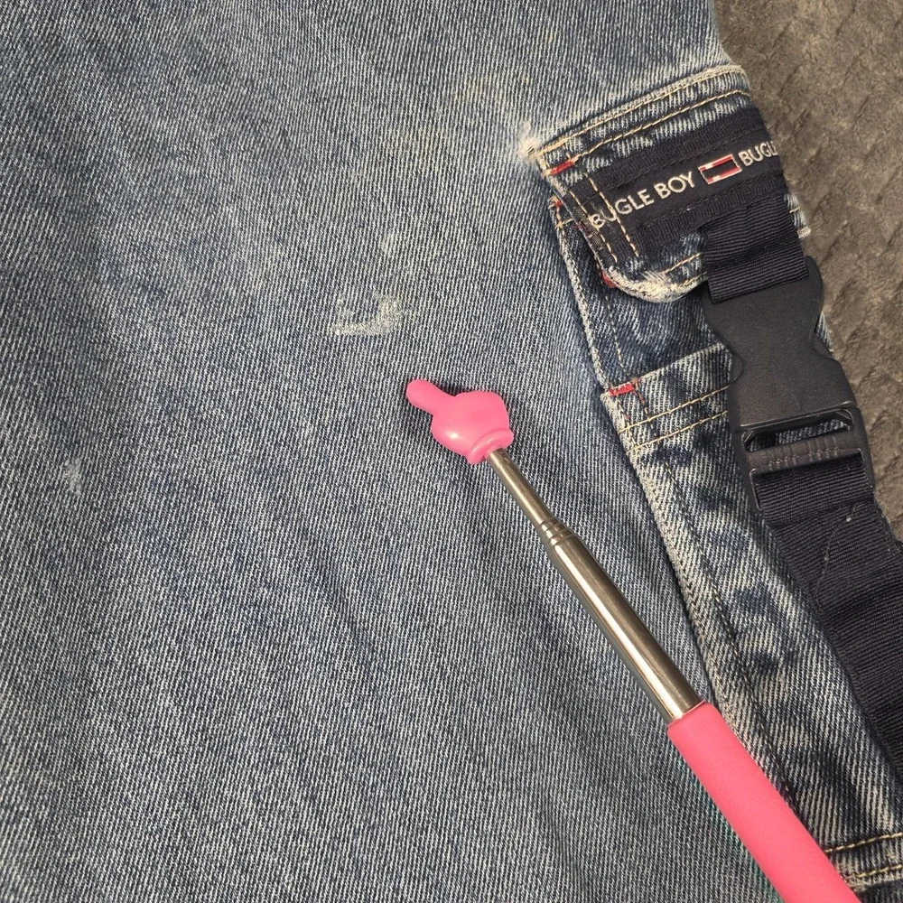 Vintage Bugle Boy Convertible Cargo Jeans Mens 32x28 Baggy Y2K Distressed Skater